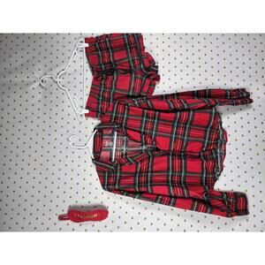Victorias Secret Plaid Sleep Set w/ Eye mask Shorts Shirt LARGE Red Soft Pajama